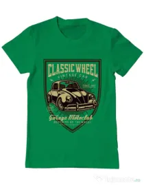 Tricou ADLER barbat Classic Wheel Verde mediu