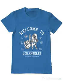 Tricou ADLER barbat Welcome To L.A Albastru azuriu