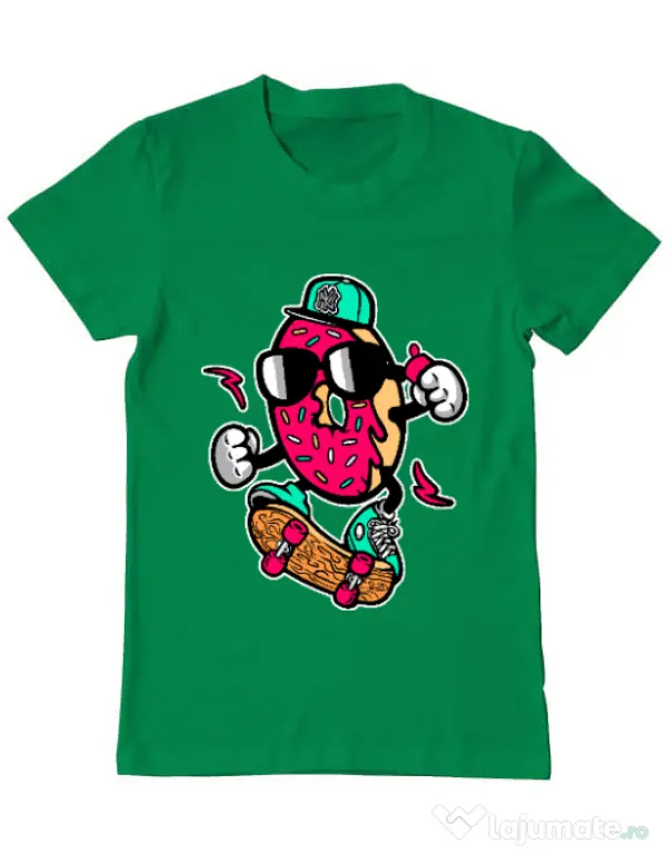 Tricou ADLER barbat Donut skater Verde mediu