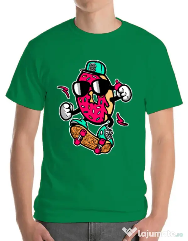 Tricou ADLER barbat Donut skater Verde mediu