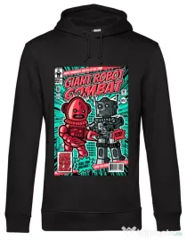 Hoodie barbat cu gluga Giant robot combat Negru