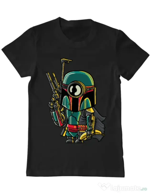 Tricou ADLER barbat Minion Boba Fett Negru