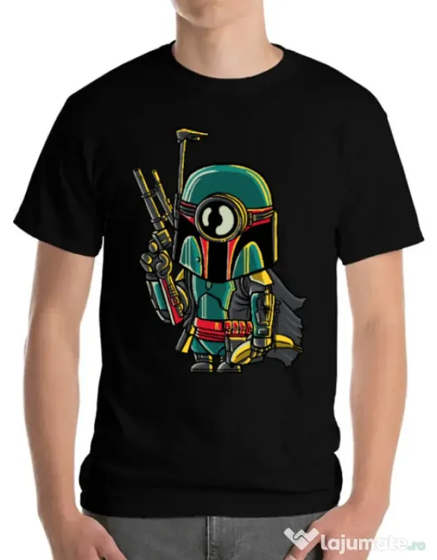 Tricou ADLER barbat Minion Boba Fett Negru