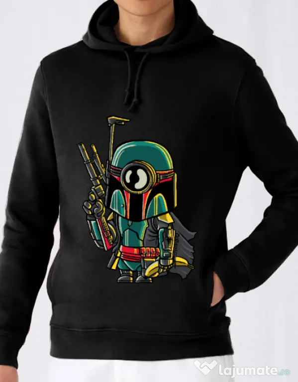 Hoodie barbat cu gluga Minion Boba Fett Negru