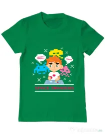 Tricou ADLER barbat Space Invader Verde mediu