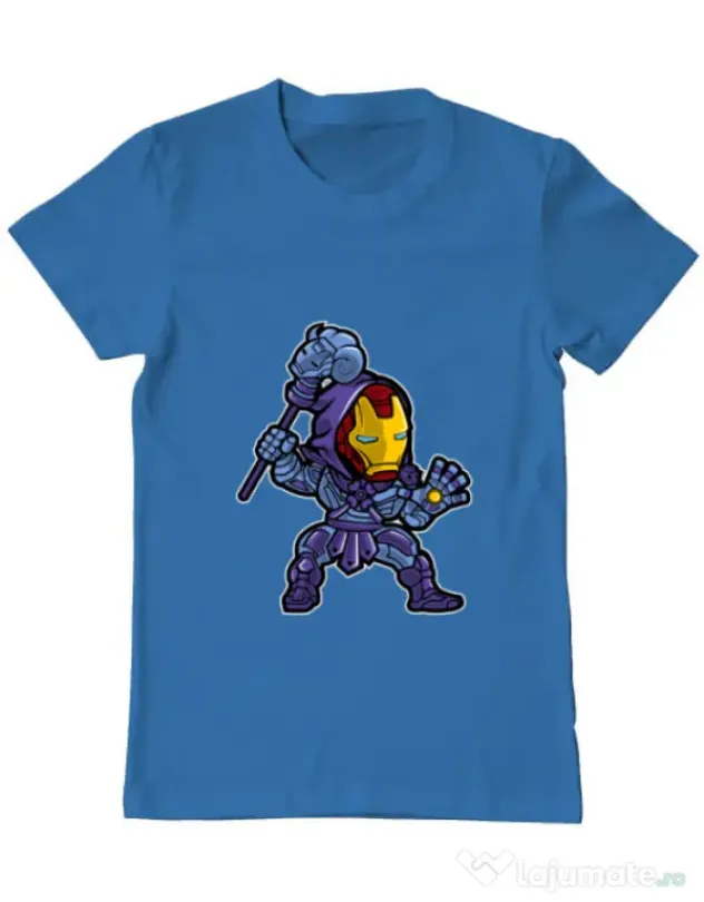 Tricou ADLER barbat Iron Skeletor Albastru azuriu