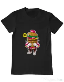Tricou ADLER barbat I Love Burger Negru