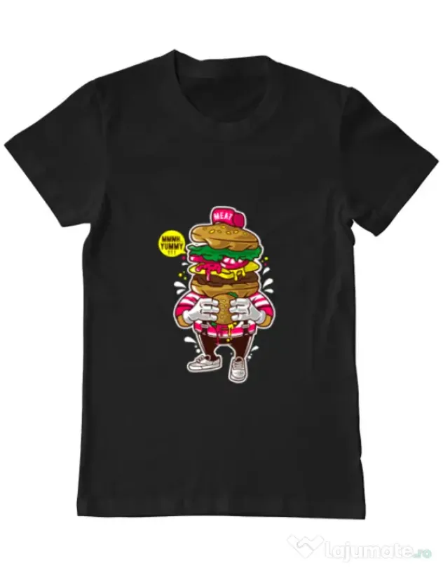 Tricou ADLER barbat I Love Burger Negru