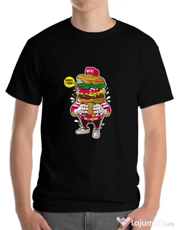 Tricou ADLER barbat I Love Burger Negru