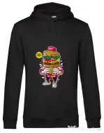 Hoodie barbat cu gluga I Love Burger Negru