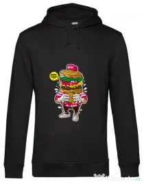 Hoodie barbat cu gluga I Love Burger Negru