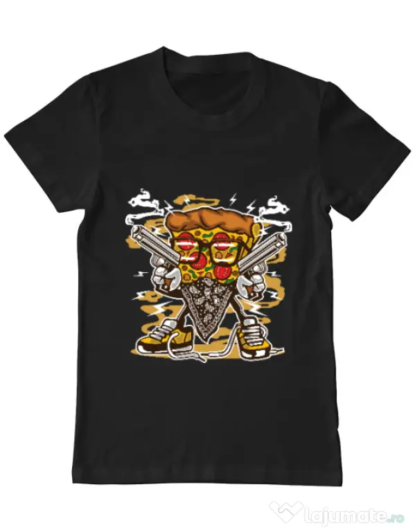 Tricou ADLER barbat Pizza Gangster Negru