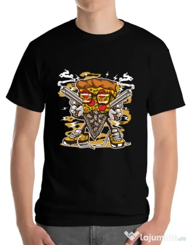 Tricou ADLER barbat Pizza Gangster Negru