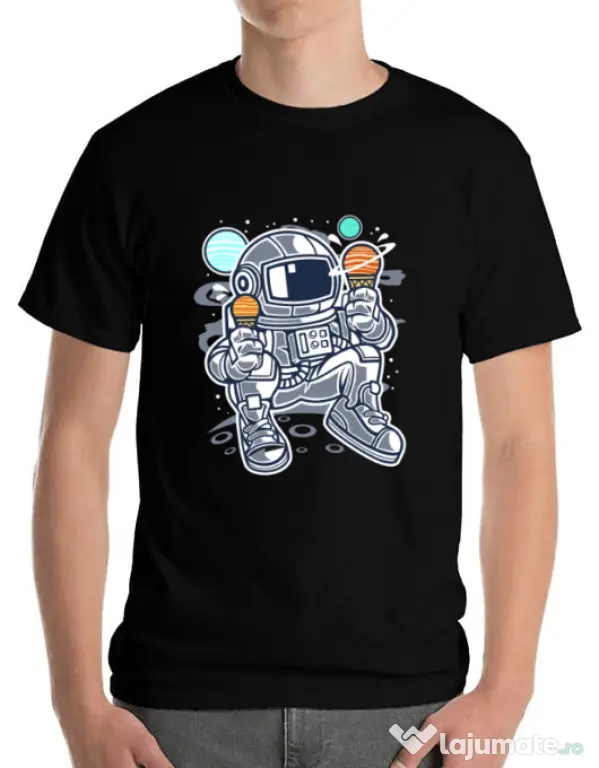 Tricou ADLER barbat Astronaut Ice Cream Negru