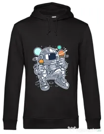 Hoodie barbat cu gluga Astronaut Ice Cream Negru