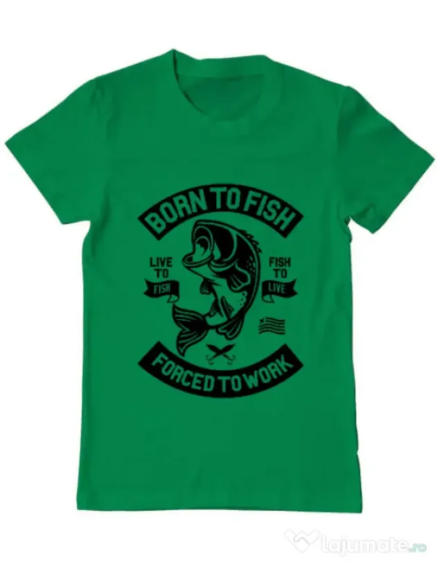 Tricou ADLER barbat Born To Fish Verde mediu