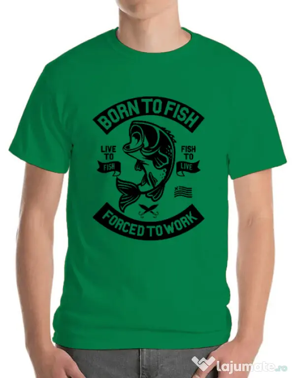 Tricou ADLER barbat Born To Fish Verde mediu
