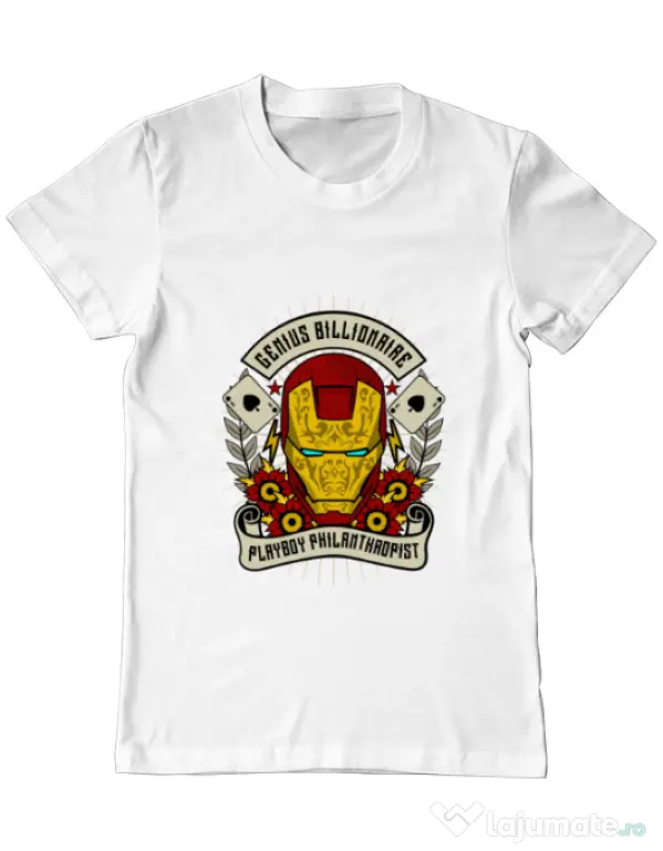 Tricou ADLER barbat Genius Billionaire Alb