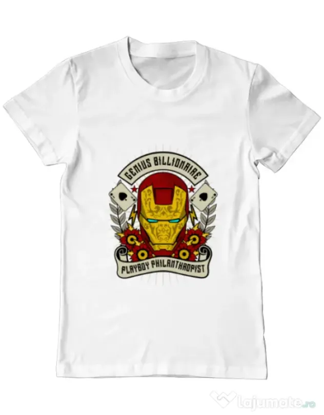 Tricou ADLER barbat Genius Billionaire Alb