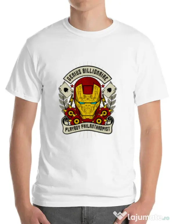 Tricou ADLER barbat Genius Billionaire Alb