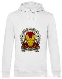 Hoodie barbat cu gluga Genius Billionaire Alb