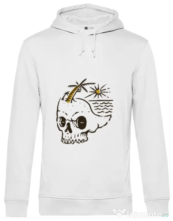 Hoodie barbat cu gluga Skull Island Alb