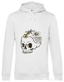 Hoodie barbat cu gluga Skull Island Alb