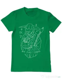 Tricou ADLER barbat OK But First Coffee Verde mediu