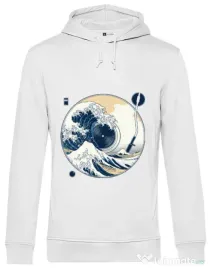 Hoodie barbat cu gluga The Great Wave off Sound Alb