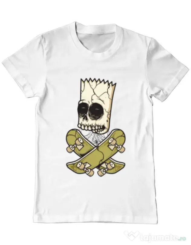 Tricou ADLER barbat Death of Skateboarder Alb