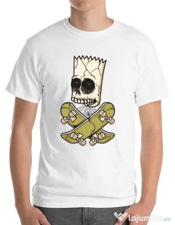 Tricou ADLER barbat Death of Skateboarder Alb