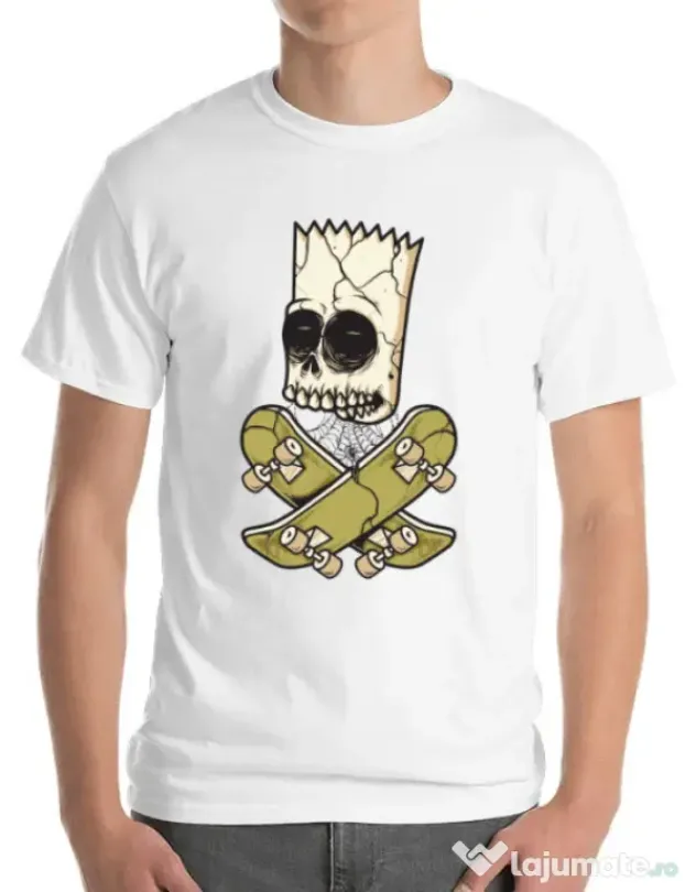 Tricou ADLER barbat Death of Skateboarder Alb