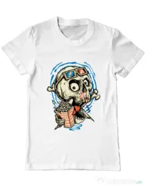 Tricou ADLER barbat Skull Movie Alb