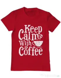 Tricou ADLER barbat Keep Calm With Coffee Rosu