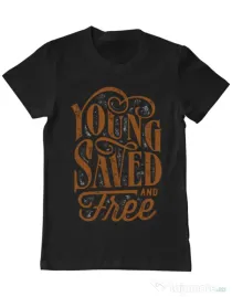 Tricou ADLER barbat Young Saved And Free Negru
