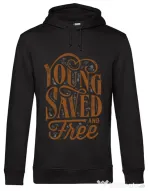 Hoodie barbat cu gluga Young Saved And Free Negru