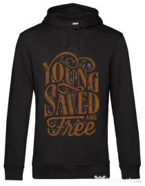 Hoodie barbat cu gluga Young Saved And Free Negru
