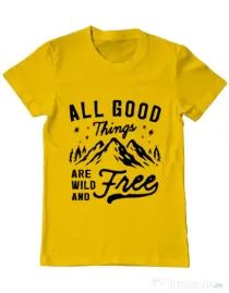 Tricou ADLER barbat All Good Things Are Wild And Free Galben