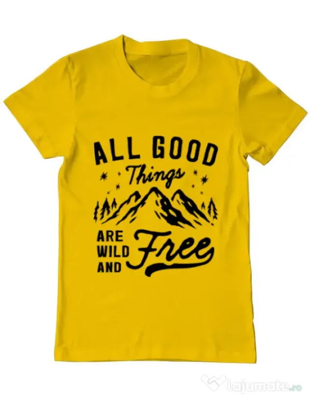 Tricou ADLER barbat All Good Things Are Wild And Free Galben
