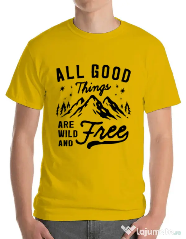 Tricou ADLER barbat All Good Things Are Wild And Free Galben