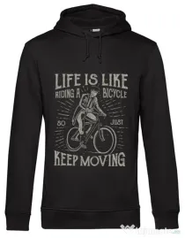 Hoodie barbat cu gluga Life Is Like Riding A Bicycle Negru