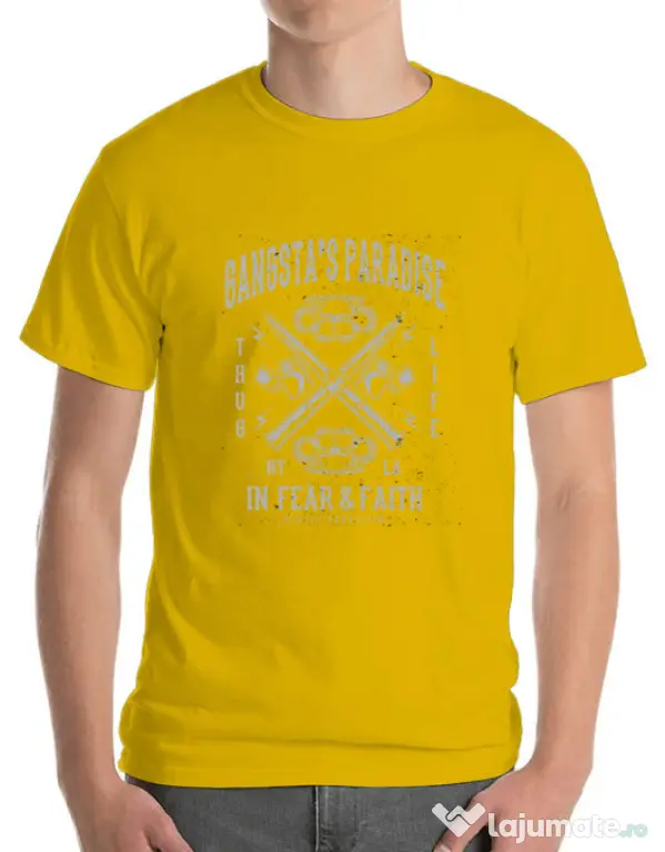 Tricou ADLER barbat Gangstas Paradise Galben