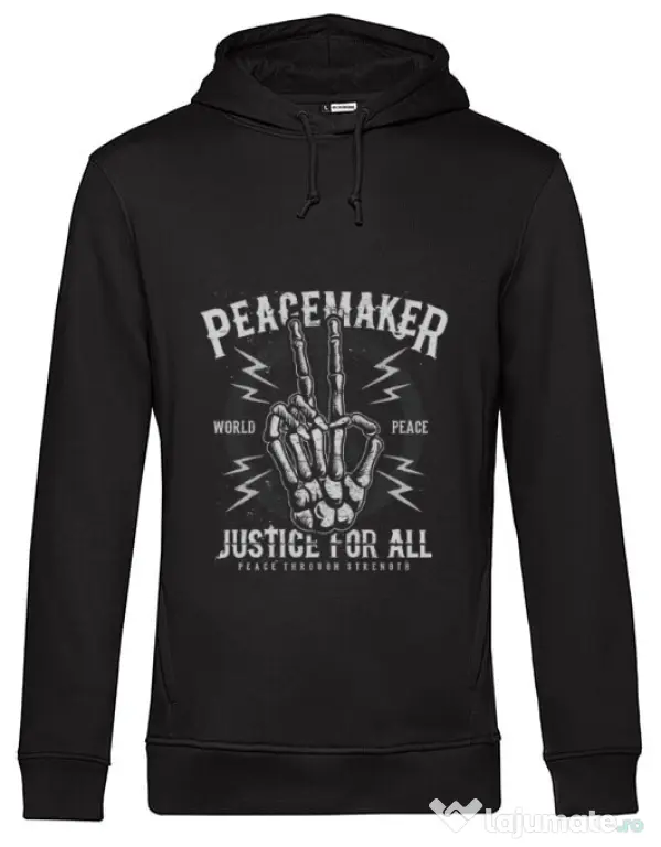 Hoodie barbat cu gluga Peace Maker Negru
