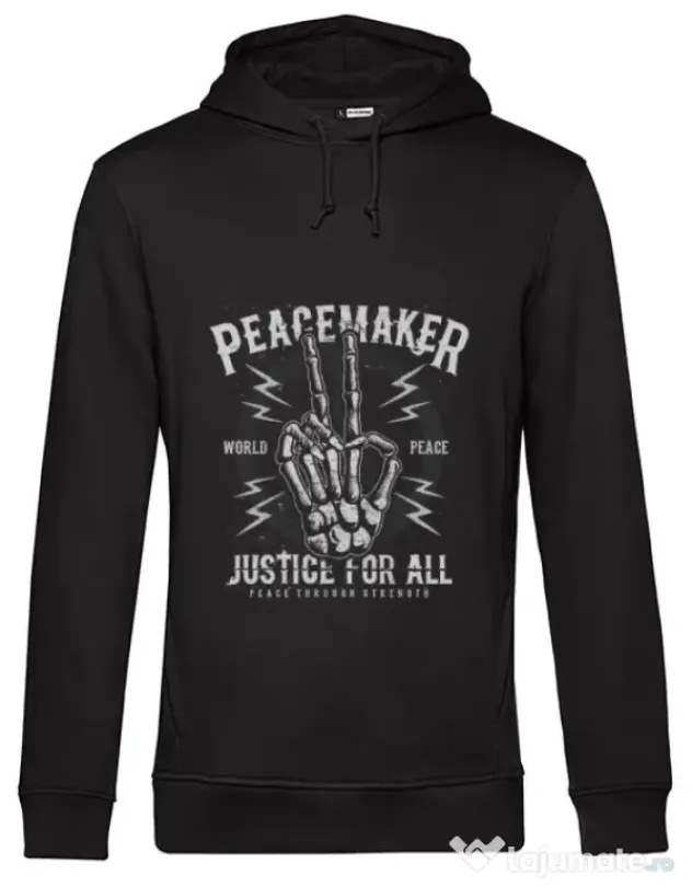 Hoodie barbat cu gluga Peace Maker Negru