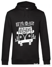 Hoodie barbat cu gluga Lets Go an Adventure Negru
