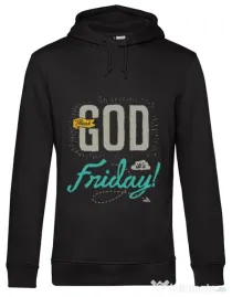 Hoodie barbat cu gluga Thank GOD its Friday Negru