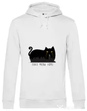 Hoodie barbat cu gluga Take Meow Home Alb 