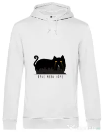 Hoodie barbat cu gluga Take Meow Home Alb
