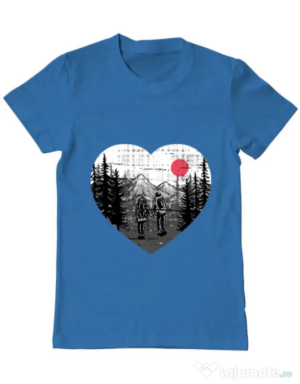 Tricou ADLER barbat Hike and Love Albastru azuriu