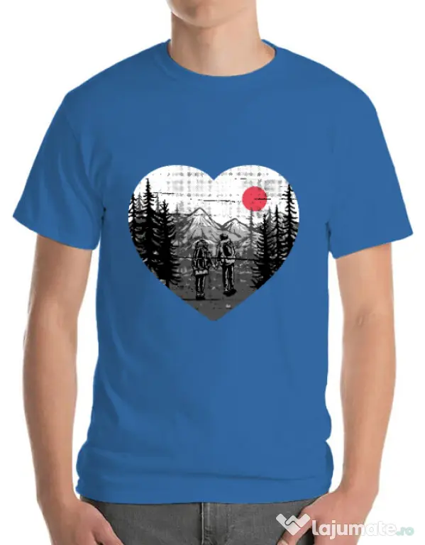 Tricou ADLER barbat Hike and Love Albastru azuriu
